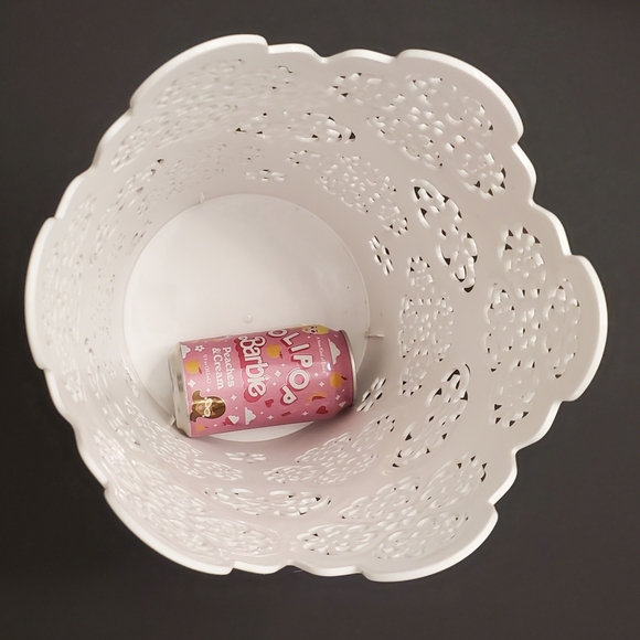 ONLY SOLD IN BUNDLE 12" White Floral Cutout Plastic Wastebasket - Picture 9 of 10